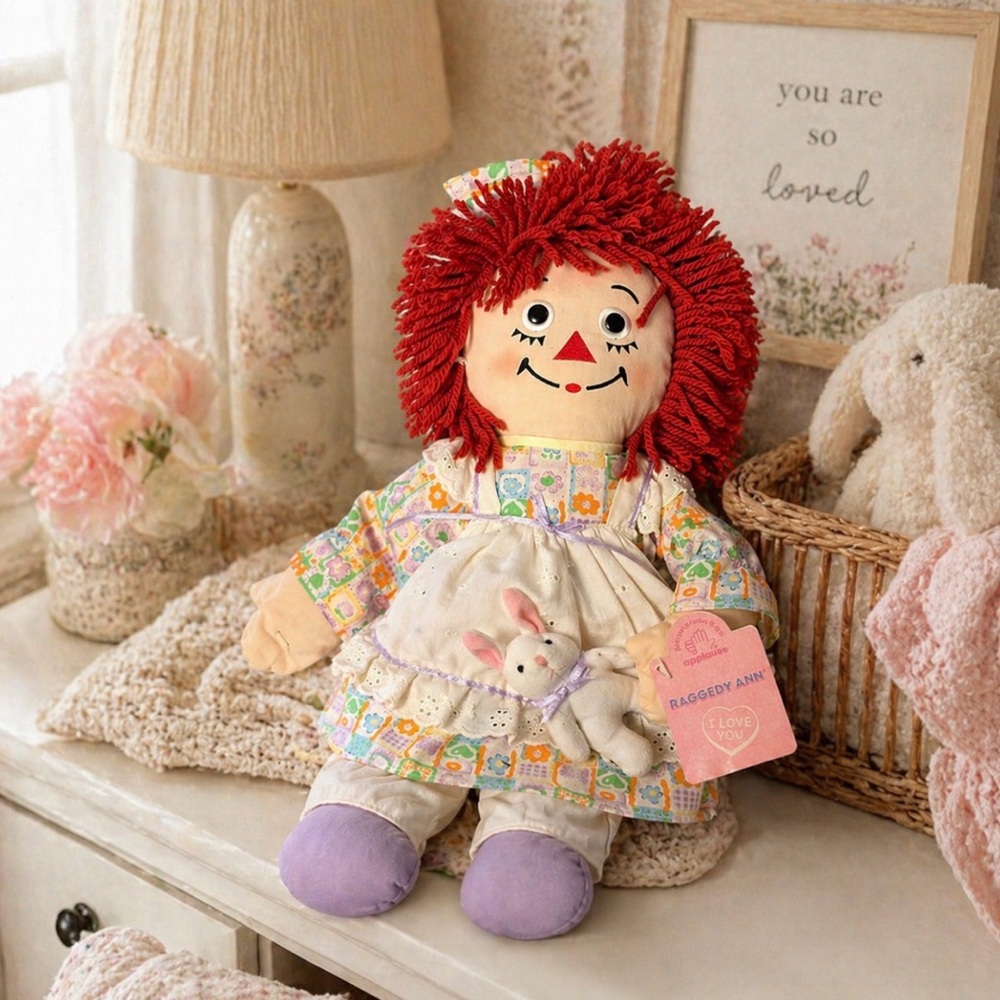 Vintage Raggedy Ann Doll Applause 2002 LE NWT Pastel 16” Bunny I Love You